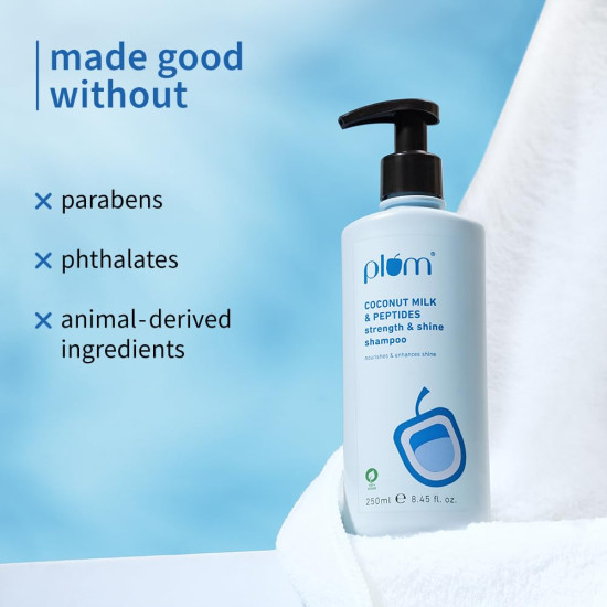 Plum Coconut Milk & Peptides Shampoo 250ml & Conditioner 175g Combo for Dry & Frizzy Hair | 22X Softer, Hydrated, & Smooth Hair | SLS & Paraben Free, pH Balanced Shampoo & Conditioner for Women & Men