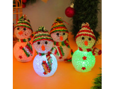 TIED RIBBONS Christmas Decoration for Home (Set of 4, Multi) Led Snowman Lights for Indoor Outdoor Tabletop Xmas Night Gift Set - Christmas Decorations for Home