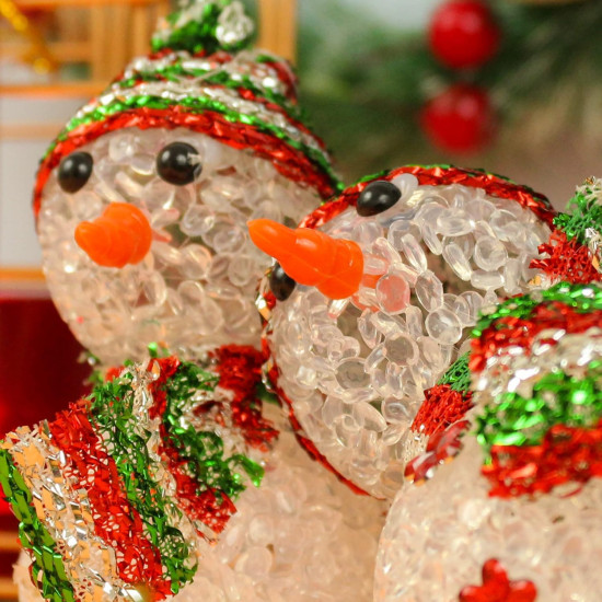 TIED RIBBONS Christmas Decoration for Home (Set of 4, Multi) Led Snowman Lights for Indoor Outdoor Tabletop Xmas Night Gift Set - Christmas Decorations for Home