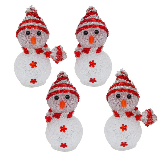 TIED RIBBONS Christmas Decoration for Home (Set of 4, Multi) Led Snowman Lights for Indoor Outdoor Tabletop Xmas Night Gift Set - Christmas Decorations for Home