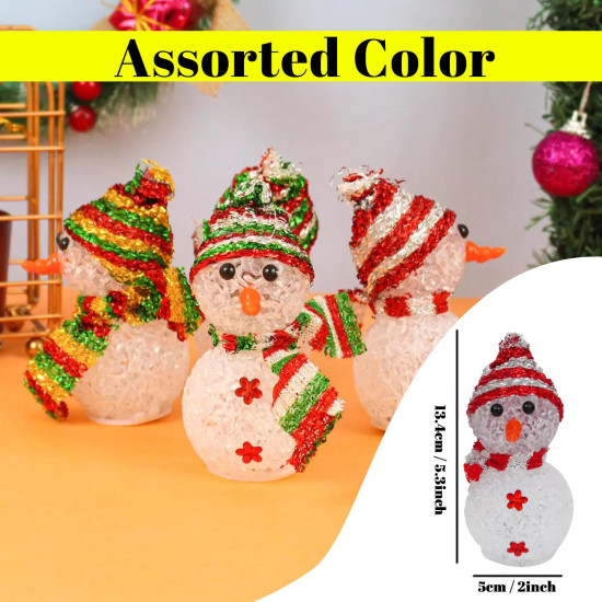 TIED RIBBONS Christmas Decoration for Home (Set of 4, Multi) Led Snowman Lights for Indoor Outdoor Tabletop Xmas Night Gift Set - Christmas Decorations for Home