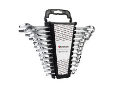 SPARTAN Carbon Steel Combination Spanner Set/Wrench Set/Tool Kit Multipurpose Home Use and Professional Spanners, Corrosion Resistant Chrome Plating Open Jaw and Ring Spanners (Silver, Set of 12)