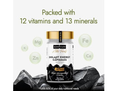 Kapiva Shilajit/Shilajeet Energy 60 Capsules | Made with 100% Pure Shilajit | For All Day Energy & Stamina | With Ashwagandha,Gokshura | Contains 12 Vitamins & 13 Minerals