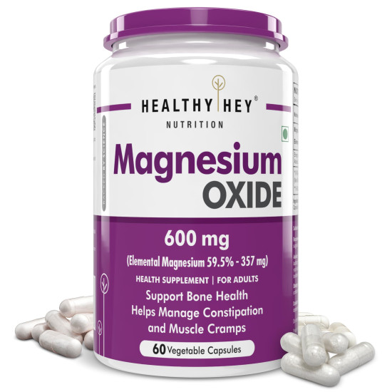 HealthyHey Nutrition Magnesium Oxide - 600mg/serving - 60 Vegetable Capsules