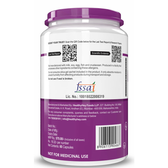 HealthyHey Nutrition Magnesium Oxide - 600mg/serving - 60 Vegetable Capsules