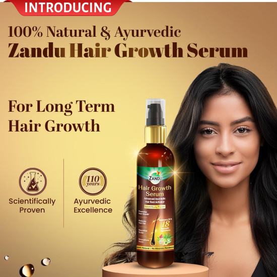 Zandu Hair Growth Serum (200Ml): Clinically Proven To Promote Hair Growth & Reduce Hair Fall In 28 Days |Strengthen Hair |Reduce Dandruff|Control Frizz|Hair Shine|For Men & Women