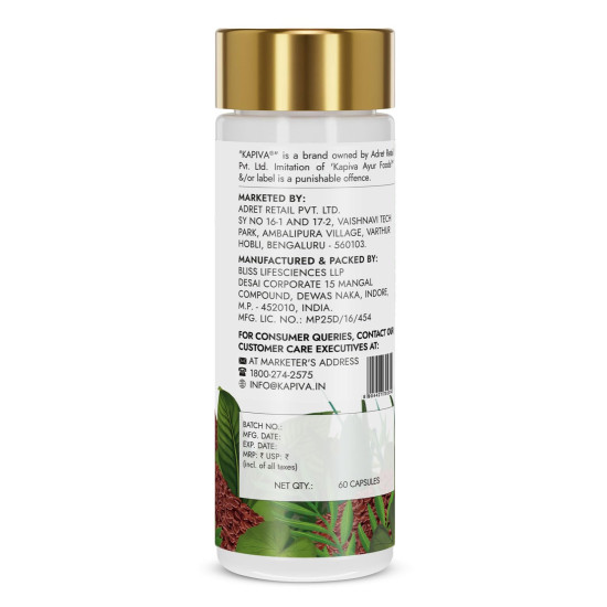 Kapiva Flaxseed Omega 3 Capsules (60N) | Vegetarian Flaxseed Oil Omega | Better Joint & Heart Health (60 Cap (Pack of 1))