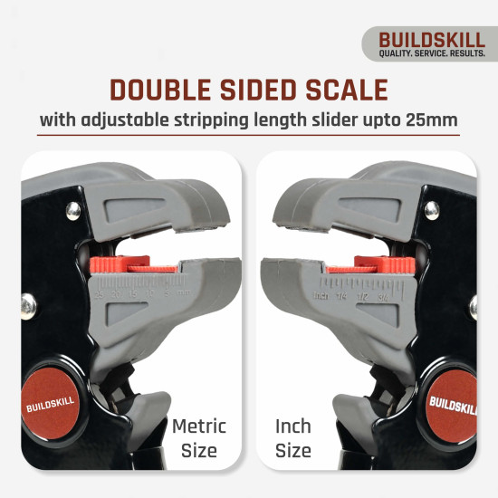 BUILDSKILL 2 IN 1 Automatic Wire Stripping & Cutting Tool – Precision Cutter for Electrical, Automotive, Cords & Cables – Ergonomic Handle with Pressure Adjustment