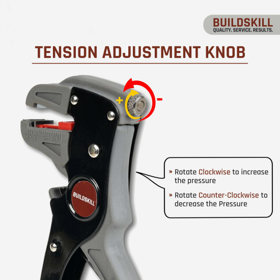 BUILDSKILL 2 IN 1 Automatic Wire Stripping & Cutting Tool – Precision Cutter for Electrical, Automotive, Cords & Cables – Ergonomic Handle with Pressure Adjustment