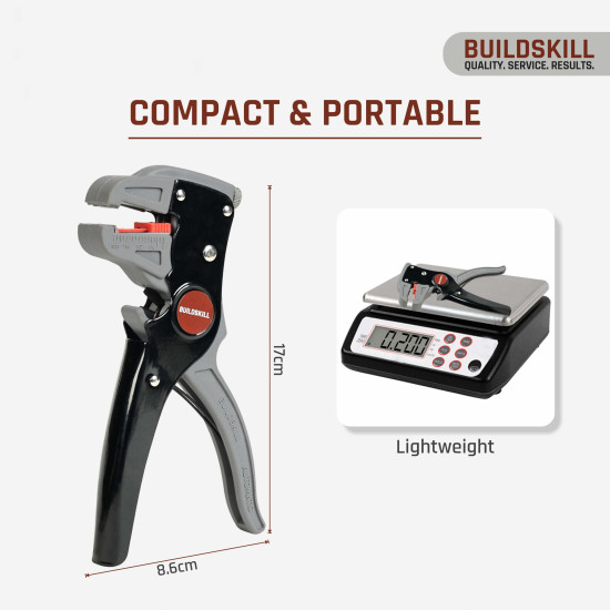 BUILDSKILL 2 IN 1 Automatic Wire Stripping & Cutting Tool – Precision Cutter for Electrical, Automotive, Cords & Cables – Ergonomic Handle with Pressure Adjustment