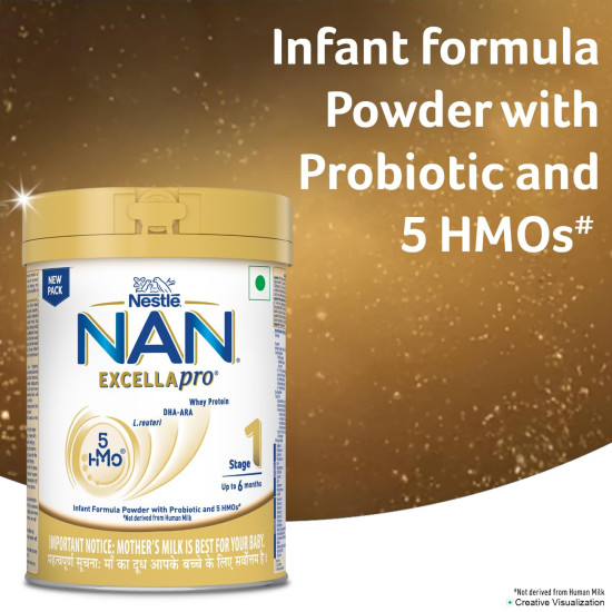 EXCELLAPRO Stage 1 Infant Formula Milk Powder with HMOs & Probiotic for Babies (Up To 6 Months), 400g Tin With Smartlid