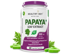 HealthyHey Nutrition Papaya Leaf Extract - 500mg/serving - 60 vegetable capsules