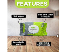 Cature Care by Nature Biodegradable Pet Wipes - Aloe Vera & Neem, Gentle & Effective Cleaning for Pets (100 Wipes)