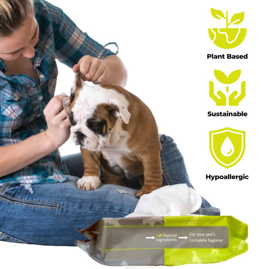 Cature Care by Nature Biodegradable Pet Wipes - Aloe Vera & Neem, Gentle & Effective Cleaning for Pets (100 Wipes)
