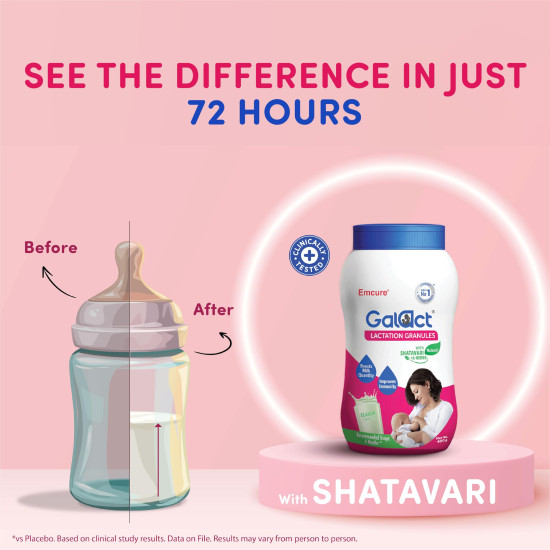 Galact Granules - Lactation Supplement for breastfeeding with Shatavari To Increase Breast Milk - Elaichi Flavour 600 G|30 Day Pack|2 Scoops Per Serving With Milk|From Emcure Pharmaceuticals Ltd