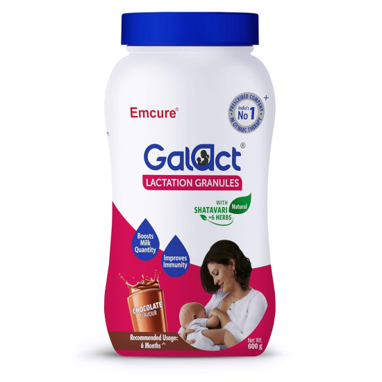 Galact Shatavari Supplement for Breastfeeding Moms | Lactation Granules with Shatavari & 6 Herbs| Boosts Breast Milk | Clinically Tested, Doctor Trusted | 28% More Milk in 72 Hrs | Chocolate, 600g | 30 days Pack