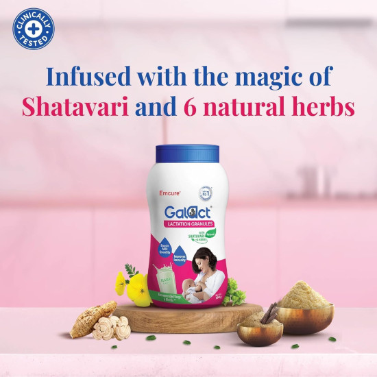Galact Shatavari Supplement for Breastfeeding Moms | Lactation Granules with Shatavari & 6 Herbs| Boosts Breast Milk | Clinically Tested, Doctor Trusted | 28% More Milk in 72 Hrs | Chocolate, 600g | 30 days Pack