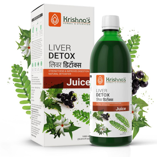 KRISHNA'S HERBAL & AYURVEDA Liver Detox Juice, Strengthens & Improves Digestion, Natural Rejuvenator & Liver Detoxifier, No Artificial Colors or Flavors, 1000 Ml - (Pack of 1) KRISHNA'S HERBAL & AYURVEDA Liver Detox Juice, Strengthens & Improves Digestion, Natural Rejuvenator & Liver Detoxifier, No Artificial Colors or Flavors, 1000 Ml - (Pack of 1)