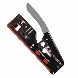 BUILDSKILL 3-in-1 network crimping tool, wire stripper and cutter | safety lock button | soft grip handle | 2mm heavy-duty metal body | ideal ethernet & telephone cables,RJ12, RJ11, RJ45 crimping tool