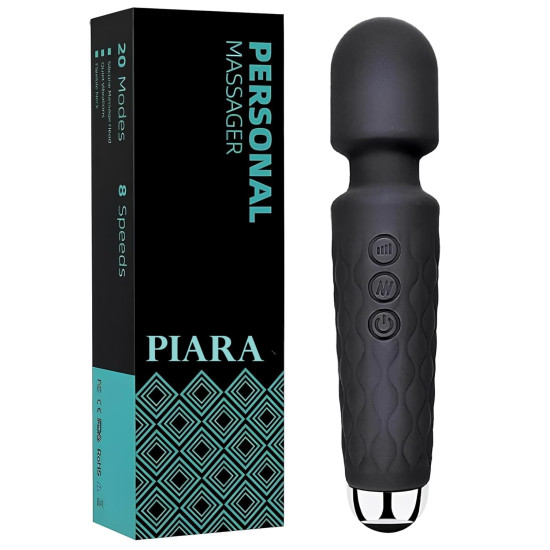 PIARA Full Body Massager for Women & Men, Rechargeable Wireless Massager Machine for Pain Relief, Handheld Massager with Medical Grade Silicone, 8 Speeds, 20 Modes (Assorted- Colour)