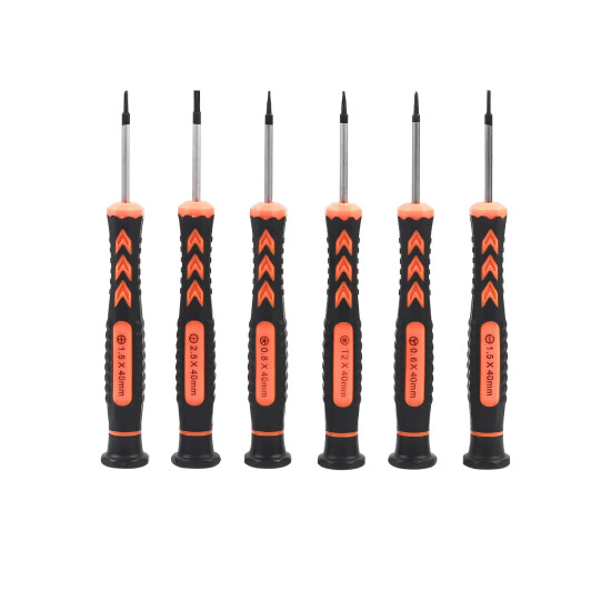 Spartan Precision Screwdriver Set of 6, Phillips and Flathead Screwdriver Set with Magnetic Tips and Non-Skid Handle,Small Repair Tool Kit for Eyeglasses/iPhone/Computer/Jewelry/Watch/Electronics