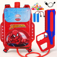 GRAPHENE 2L Electric Holi Pichkari for Kids Backpack Automatic Red Water Gun with Adjustable Straps 2 Rechargeable Batteries 100 Water Balloons 3+ Years Pistol for Kids Boys & Girls Summer Pool Party