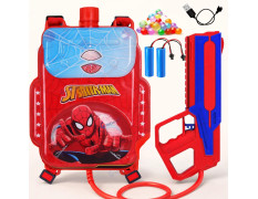 GRAPHENE 2L Electric Holi Pichkari for Kids Backpack Automatic Red Water Gun with Adjustable Straps 2 Rechargeable Batteries 100 Water Balloons 3+ Years Pistol for Kids Boys & Girls Summer Pool Party