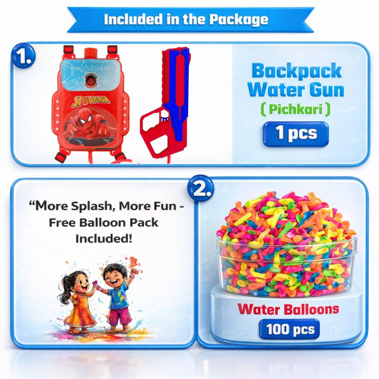 GRAPHENE 2L Electric Holi Pichkari for Kids Backpack Automatic Red Water Gun with Adjustable Straps 2 Rechargeable Batteries 100 Water Balloons 3+ Years Pistol for Kids Boys & Girls Summer Pool Party GRAPHENE 2L Electric Holi Pichkari for Kids Backpack Automatic Red Water Gun with Adjustable Straps 2 Rechargeable Batteries 100 Water Balloons 3+ Years Pistol for Kids Boys & Girls Summer Pool Party