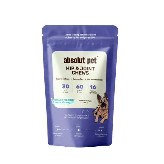 Absolut Pet Hip and Joint-Supplements for Dogs Chews That Improve Mobility & Bone Strength with Glucosamine, Chondroitin & Collagen (30 Chews)