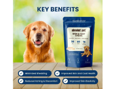Absolut Pet Dog Supplement for Skin & Coat, Chews for Reduced Shedding, Healthy Skin & Glowing Coat with Omega, Collagen & Biotin (30 Chews)