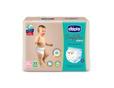 Chicco Comfy-Pro Pant Style Baby Diapers | Anti-bacterial benefits | Ultra Soft & 12hrs protection | Wetness indicator & Disposing Tapes - XL, 11 Count, 12-17 Kg