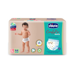 Chicco Comfy-Pro Pant Style Baby Diapers | Anti-bacterial benefits | Ultra Soft & 12hrs protection | Wetness indicator & Disposing Tapes - Large, 44 Count, 9-14 Kg
