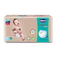 Chicco Comfy-Pro Pant Style Baby Diapers | Anti-bacterial benefits | Ultra Soft & 12hrs protection | Wetness indicator & Disposing Tapes - Small, 36 Count, 4-8 Kg