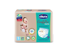 Chicco Comfy-Pro Pant Style Baby Diapers | Anti-bacterial benefits | Ultra Soft & 12hrs protection | Wetness indicator & Disposing Tapes - Small, 21 Count, 4-8 Kg