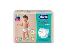 Chicco Comfy-Pro Pant Style Baby Diapers | Anti-bacterial benefits | Ultra Soft & 12hrs protection | Wetness indicator & Disposing Tapes - Large, 26 Count, 9-14 Kg