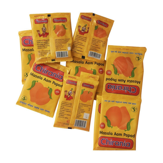 Chirania Khatta & Meetha Aam Papad - Sweet & Tangy Mango Treat | 20 Sachets Per Pack (240g) | 90s Nostalgic Candy | Made with Real Mango Pulp | Kid-Friendly Snack | Traditional Indian Digestive Sweet