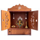 DIVOKAH Beautiful Wooden Pooja Mandir for Home/Temple for Home and Office/Puja Mandir/Puja Stand/Pooja Mandapam (8 Mm Plywood Thickness) (2DOR WDN Lotus)