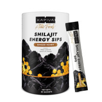 Kapiva Shilajit Energy Sips | With 100% Pure Shilajit/Shilajeet | 250mg Shilajit/Stick | Boosts Energy & Stamina | 30 Sachets | Ginger Honey Flavour (30 N)