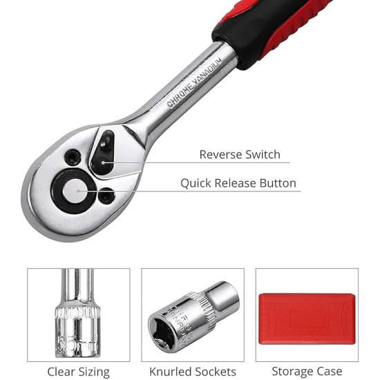 OPTIFINE Tool Kit 46 Tool Kit Tool Kit for Home Use Tools Kit Spanner Set Socket Set Wrench Set Tools Set Hand Tools Bike Tool Kit Set Socket Wrench Set Spanner Set All Size Tool Kit Goti Pana Set - Box End (41 IN 1)