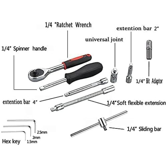 OPTIFINE Tool Kit 46 Tool Kit Tool Kit for Home Use Tools Kit Spanner Set Socket Set Wrench Set Tools Set Hand Tools Bike Tool Kit Set Socket Wrench Set Spanner Set All Size Tool Kit Goti Pana Set - Box End (41 IN 1)