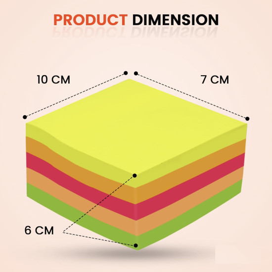 Cubic Multicolour Sticky Notes – 400 Sheets | 5 Bright Colours (80 Sheets Each) | Self-Adhesive, Removable & Residue-Free Memo Pads | Ideal for Notes, Reminders, Planning, Study & Office Use