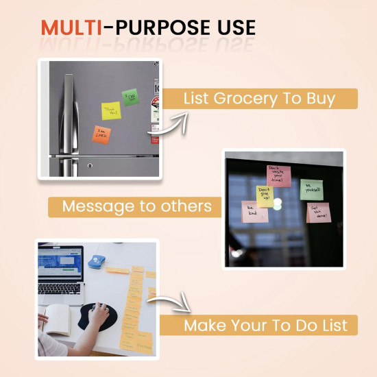 Cubic Multicolour Sticky Notes – 400 Sheets | 5 Bright Colours (80 Sheets Each) | Self-Adhesive, Removable & Residue-Free Memo Pads | Ideal for Notes, Reminders, Planning, Study & Office Use