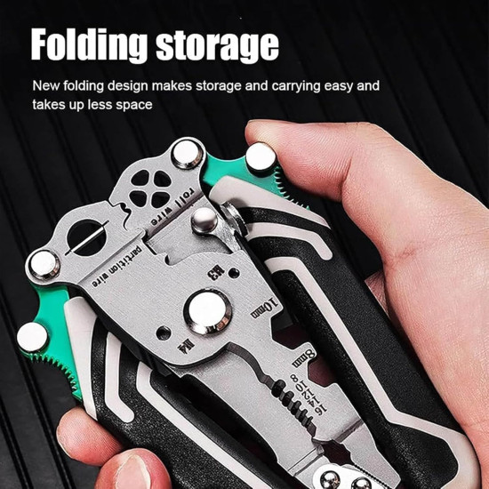 QXORE All in 1 Multifunction Stainless Steel Wire Stripper/Wire Crimping Tool, Wire Cutter, Wire Crimper, Cable Stripper, Wiring Tools and Multi-Function Hand Tool (Green wire)