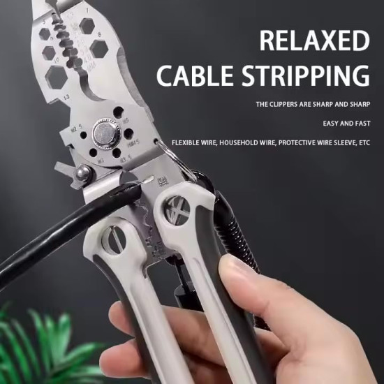 QXORE All in 1 Multifunction Stainless Steel Wire Stripper/Wire Crimping Tool, Wire Cutter, Wire Crimper, Cable Stripper, Wiring Tools and Multi-Function Hand Tool (12 IN 1)