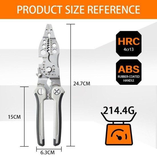 QXORE All in 1 Multifunction Stainless Steel Wire Stripper/Wire Crimping Tool, Wire Cutter, Wire Crimper, Cable Stripper, Wiring Tools and Multi-Function Hand Tool (12 IN 1)