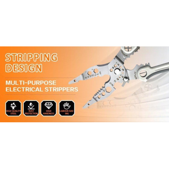 QXORE All in 1 Multifunction Stainless Steel Wire Stripper/Wire Crimping Tool, Wire Cutter, Wire Crimper, Cable Stripper, Wiring Tools and Multi-Function Hand Tool (12 IN 1)
