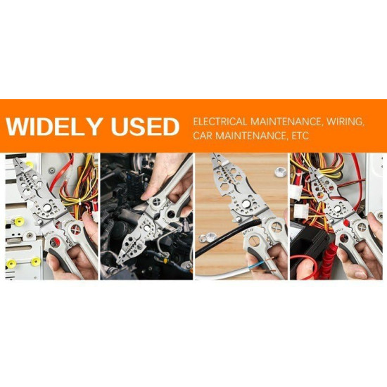 QXORE All in 1 Multifunction Stainless Steel Wire Stripper/Wire Crimping Tool, Wire Cutter, Wire Crimper, Cable Stripper, Wiring Tools and Multi-Function Hand Tool (12 IN 1)