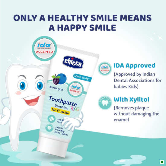 Chicco Toothpaste Bubble Gum 1-6Y 50g No Fluoride