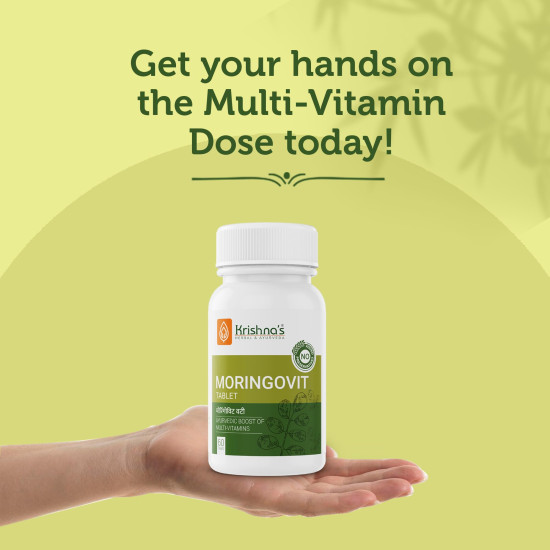 Krishna's Moringovit Tablets - Premium Moringa Supplement for Natural Energy, Immune & Digestive Support, 60 Tablets (Pack of 1)