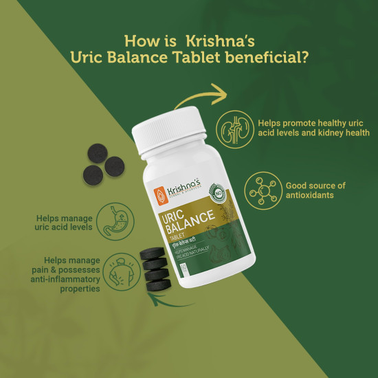 Krishna's Uric Balance Tablets – Advanced Uric Acid Support & Joint Health Formula, 60 Tablets (Pack of 1)